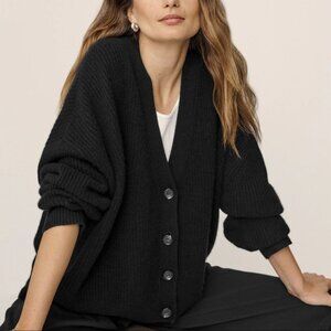 Jenni Kayne Cashmere Cocoon Cardigan Sweater Black Womens Small